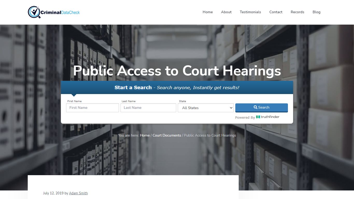 Public Access to Court Hearings - Criminal Data Check